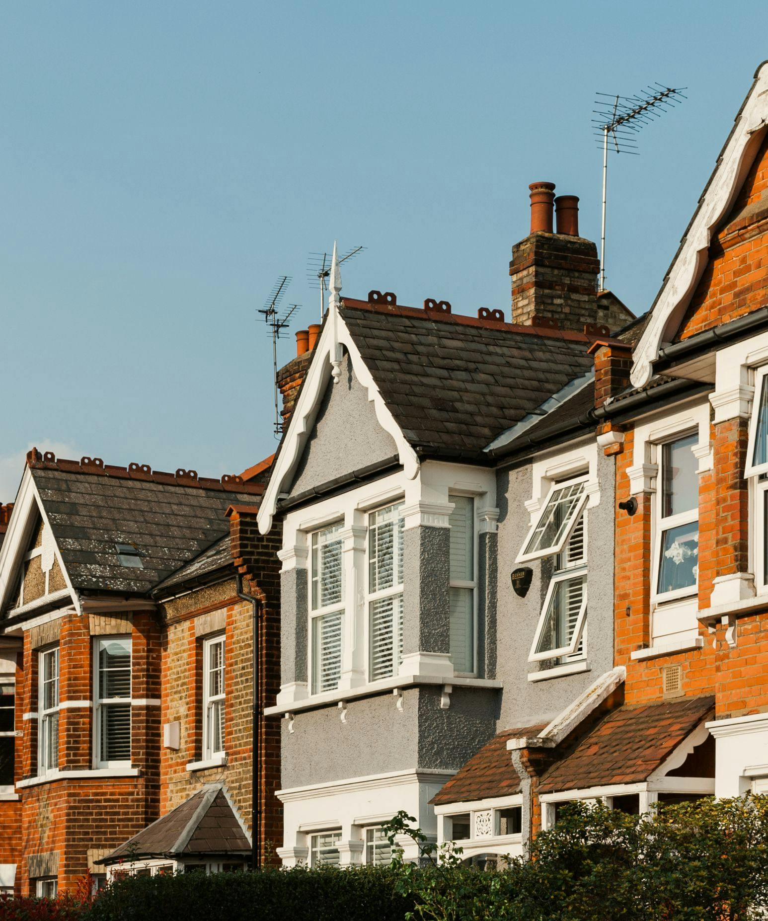 Row of three British homes