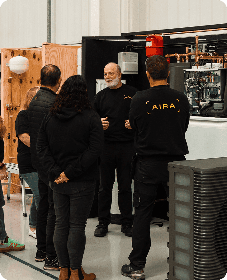 Aira Acedmy heat pump technicians being trained