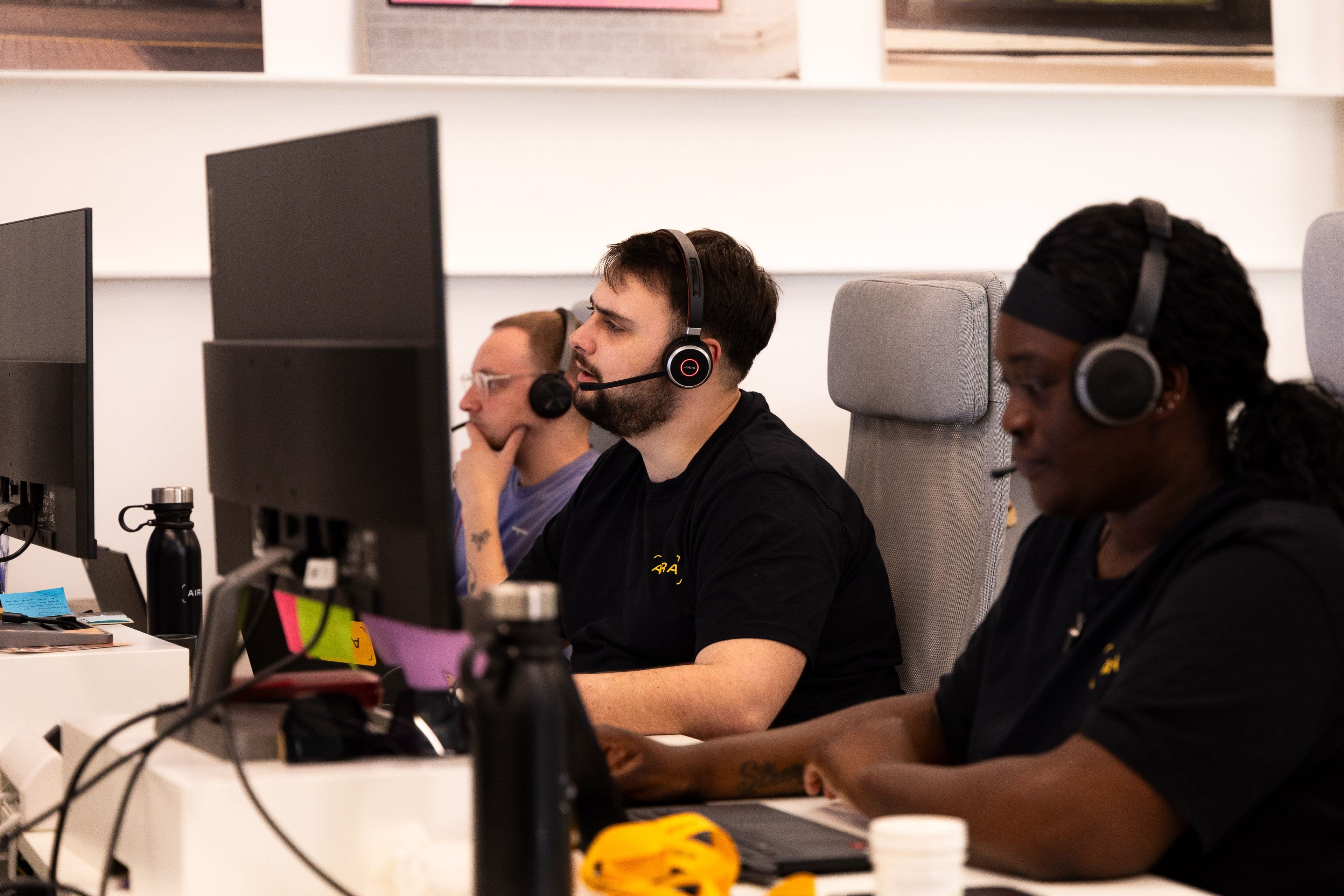 An Aira employee answering calls
