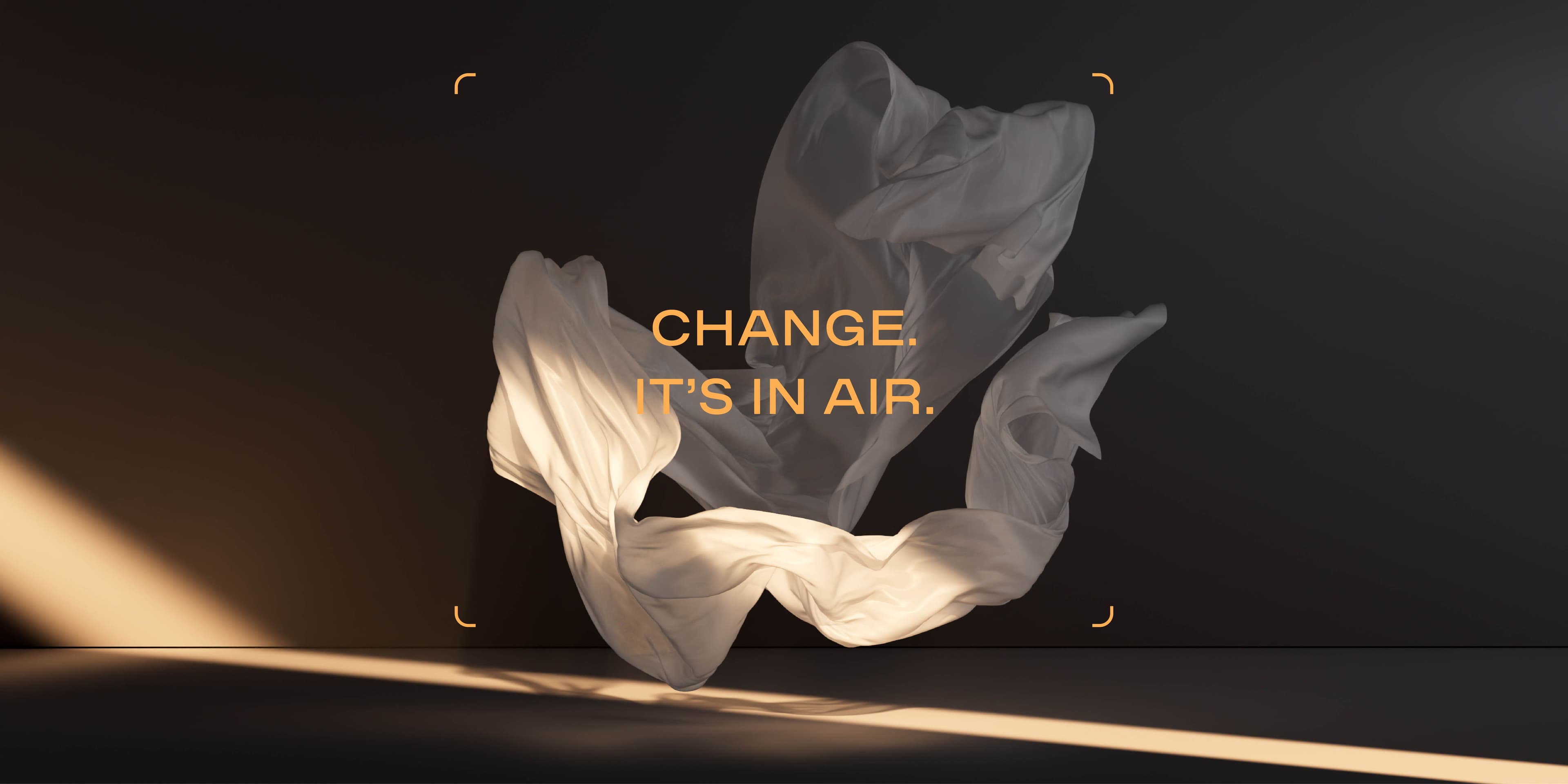 Change its in the air Slogan mit einem Tuch, dass durch die Luft fliegt