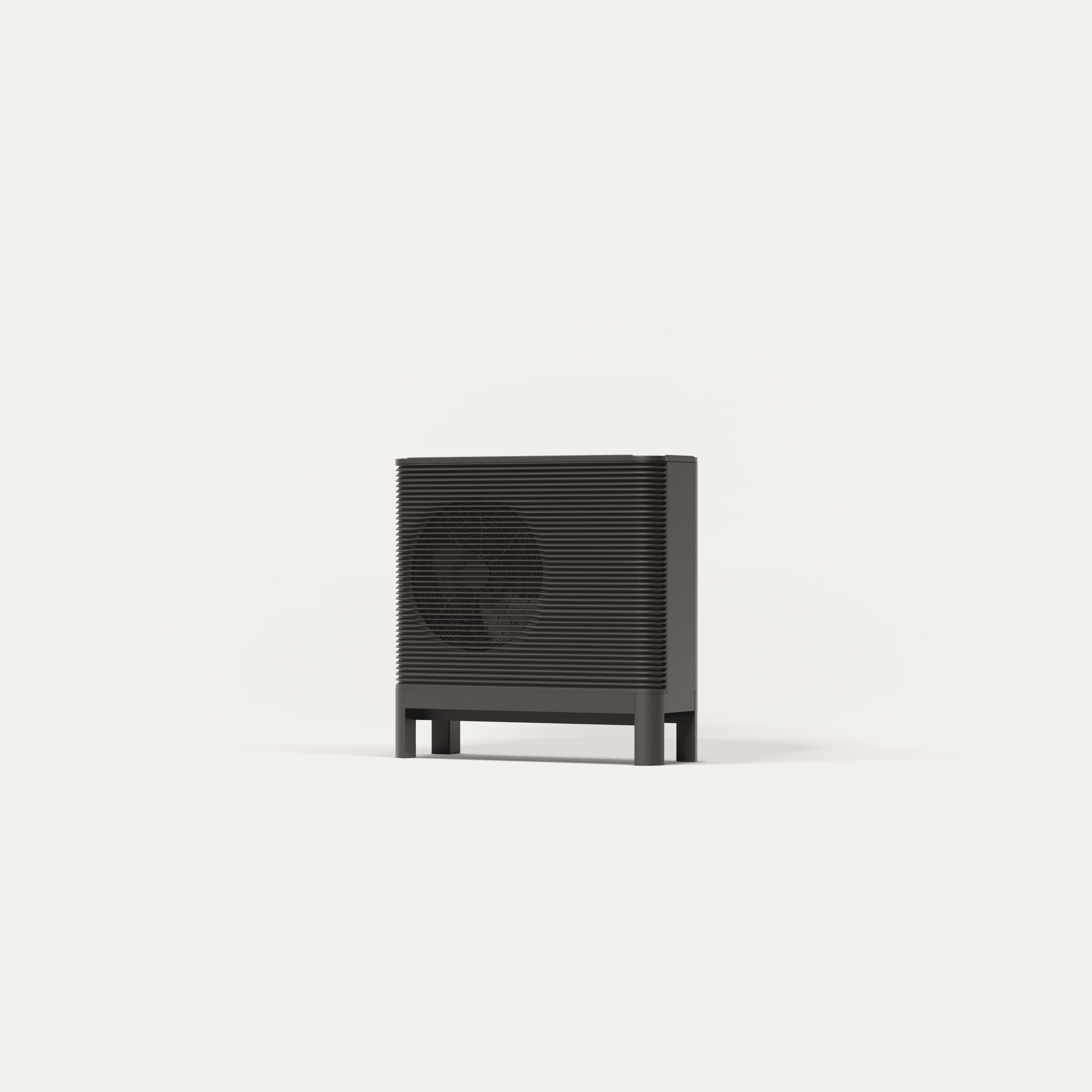 The Aira air source heat pump outdoor unit at a slight angle