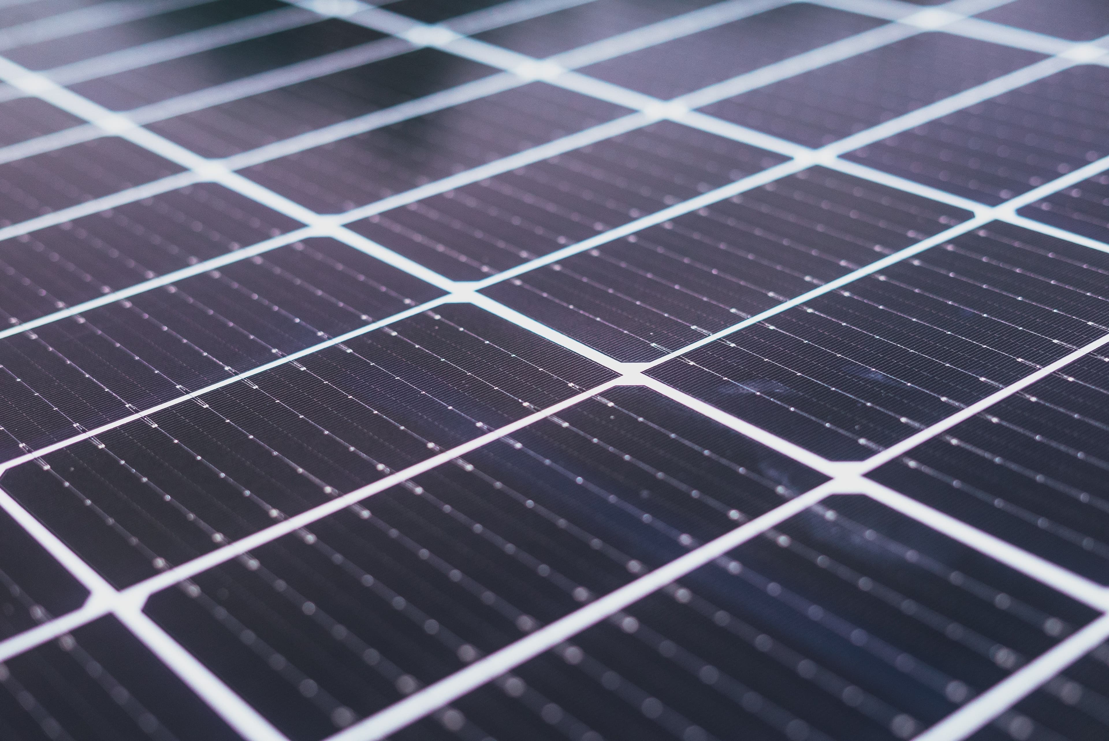 Close up of solar panel cells.