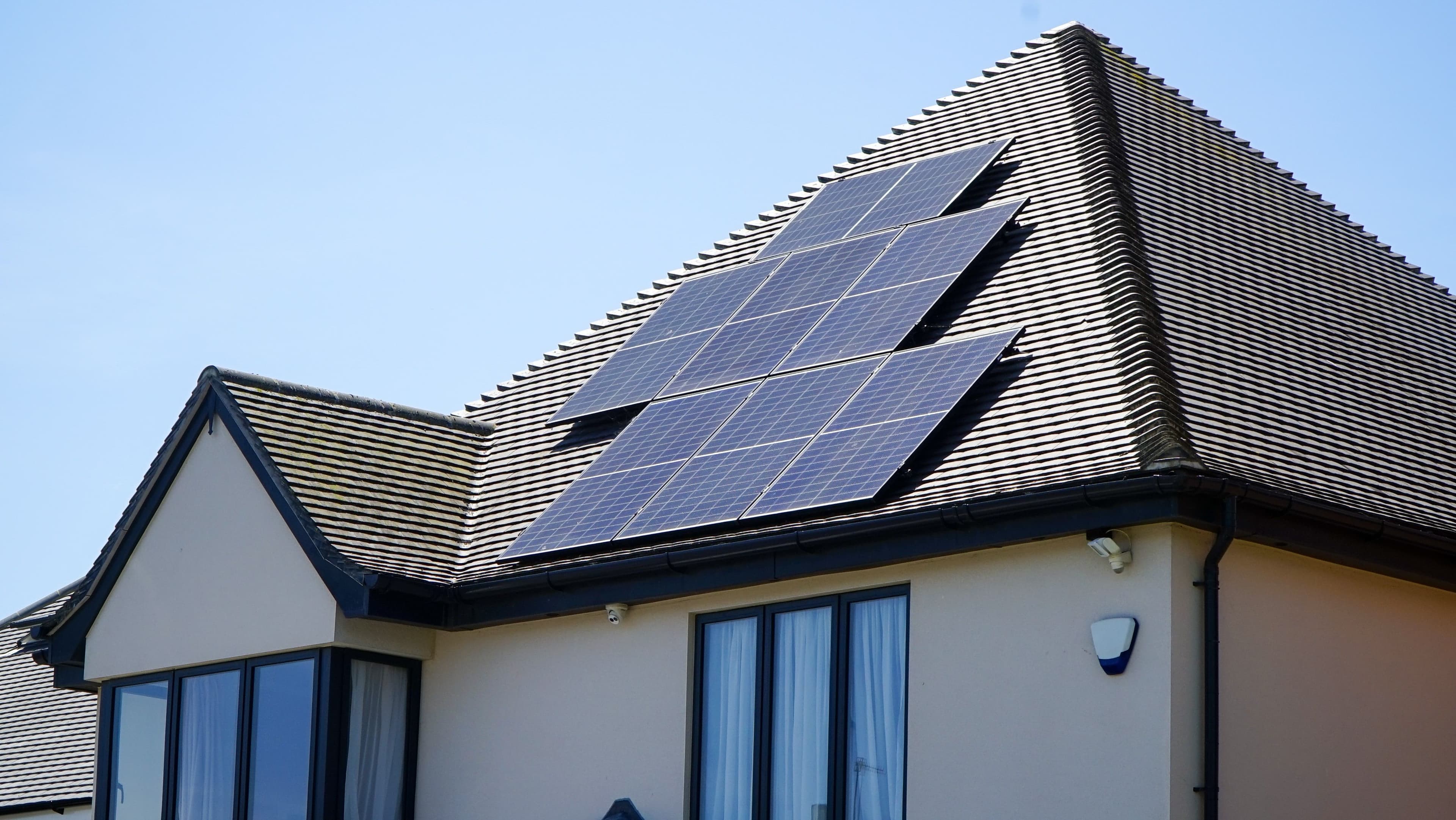 Solar panels on a quite pointy roof.