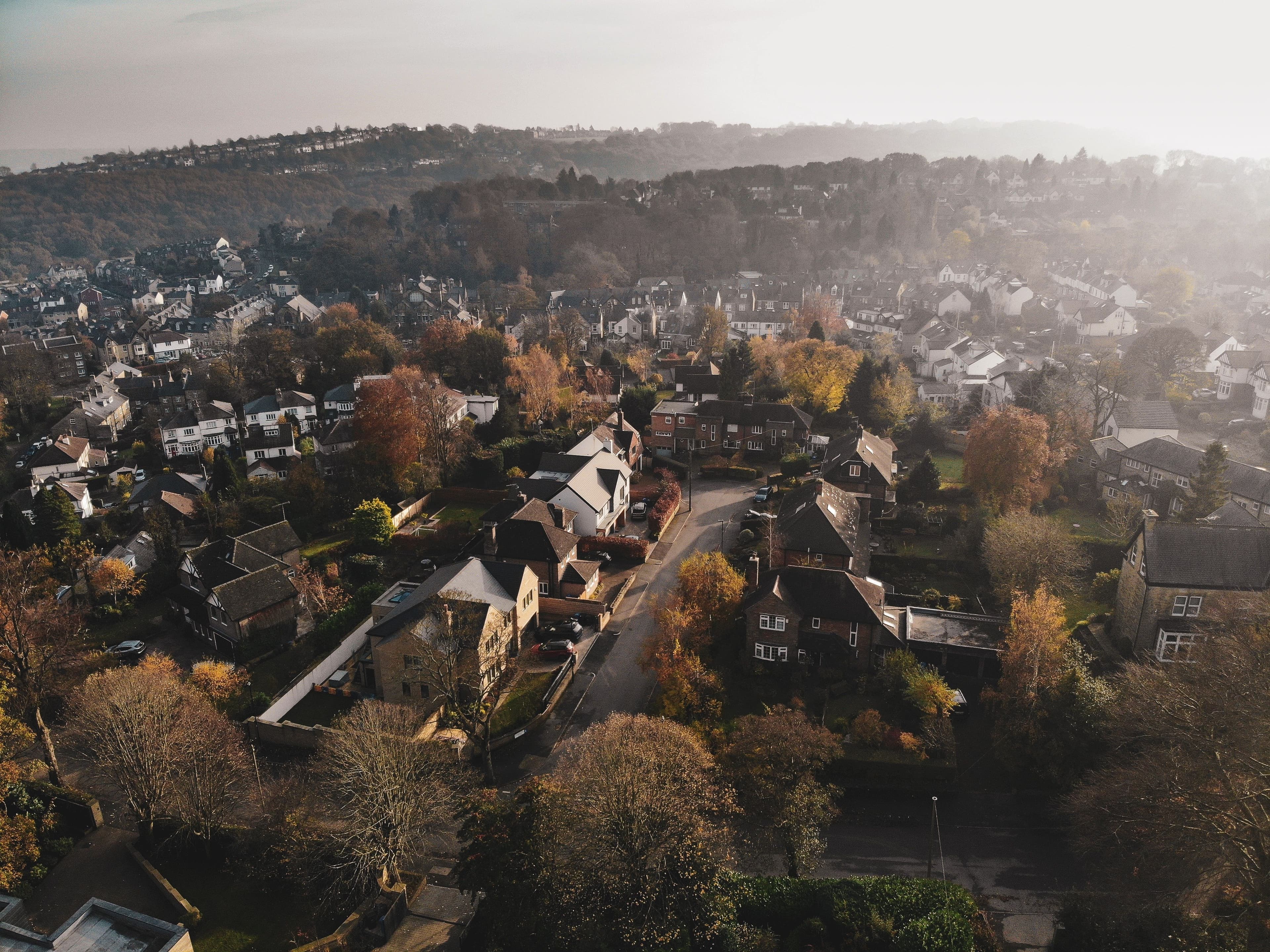 Aerial view of English houses